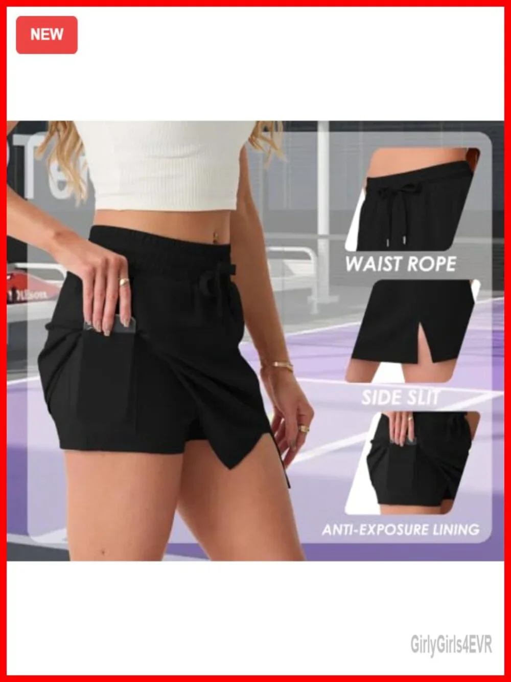Active Skorts with 4 Pockets, Rayon Polyester Spandex, Tennis Golf Skirt